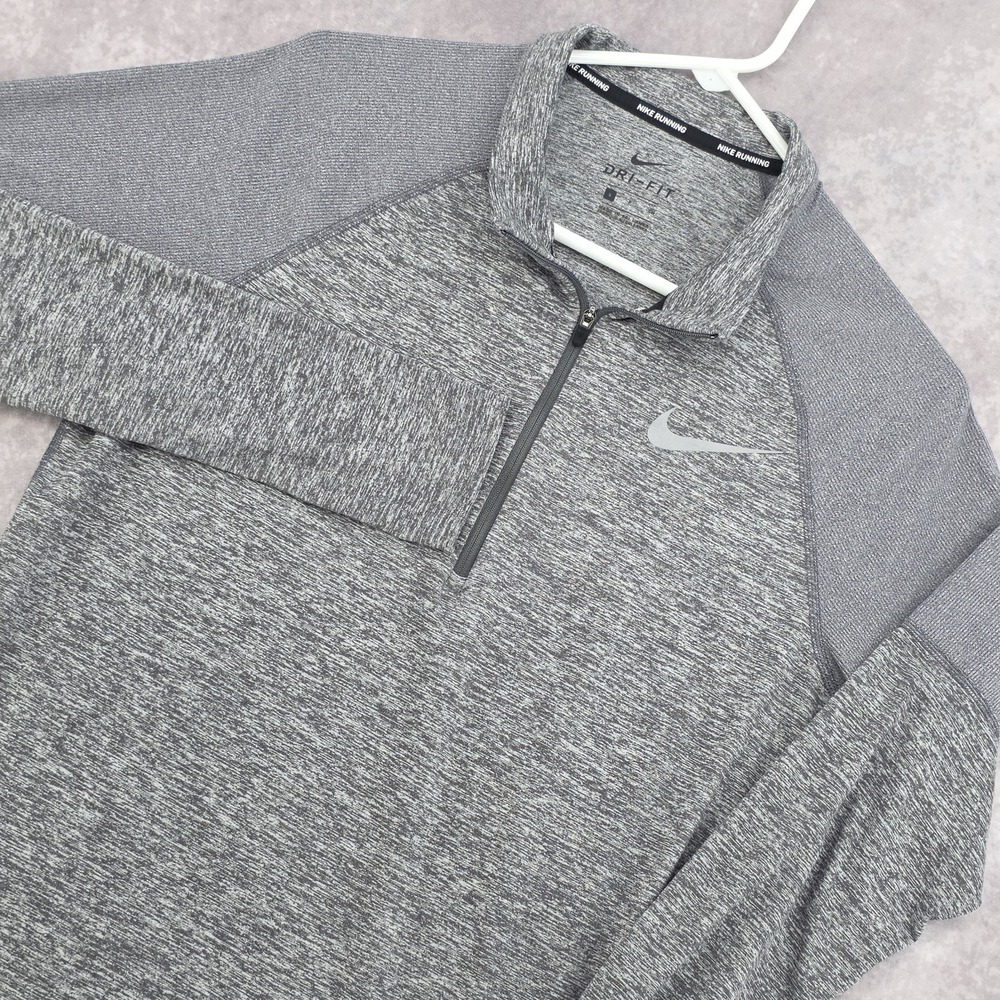 Nike Dri-FIT Running Pullover Mens Small Gray Half Zip Long Sleeve Shirt Stretch